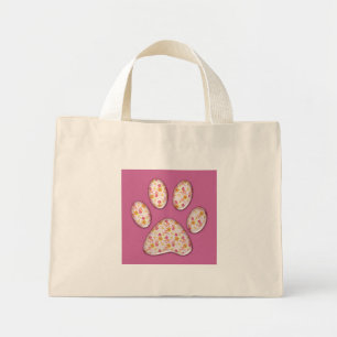 kitty paw print mini tote bag