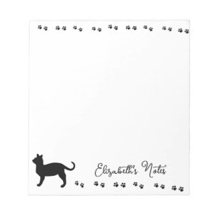 Kitty pawprints personalized notepad