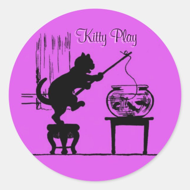 Kitty Play Pink Cat Silhouette Stickers (Front)
