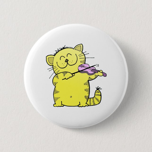 Kitty Play Violin Button (Front)