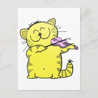 Kitty Play Violin Postcard