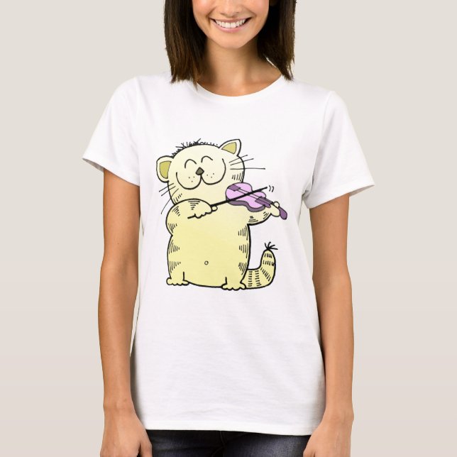 Kitty Play Violin T-Shirt (Front)