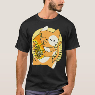 Kitty Playing Euphonium Instrument Musician Pet T-Shirt