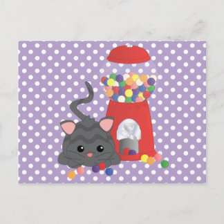 Kitty Playing with Gumballs Postcard