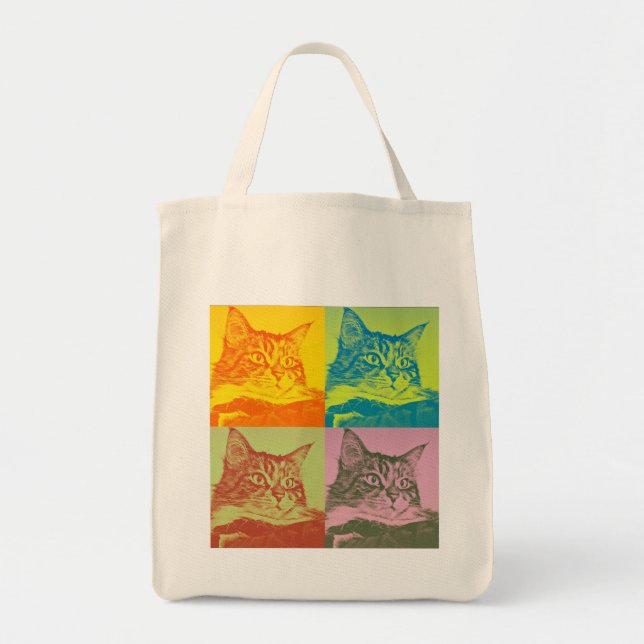 Kitty Pop Art Shopping Tote (Front)