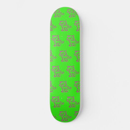Kitty Pre_Built Complete Neon Green Skateboard