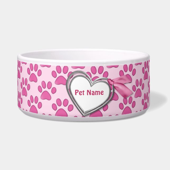 Kitty Prints Pink Cat Dish - Customize (Front)