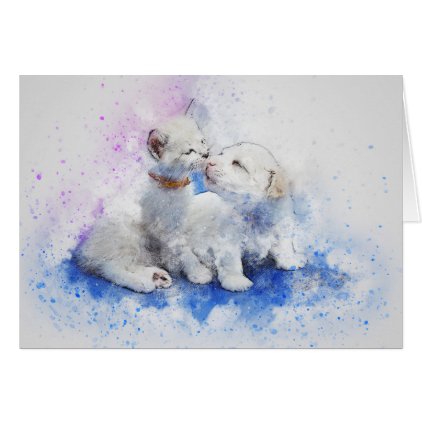 Kitty &amp; Puppy Love | Abstract | Watercolor Card