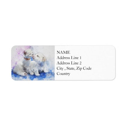 Kitty &amp; Puppy Love | Abstract | Watercolor Label