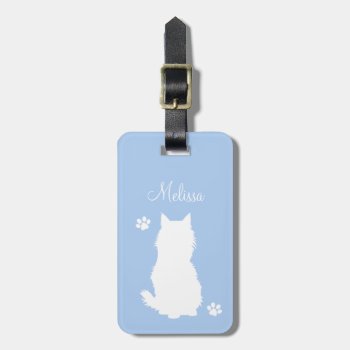 Kitty Silhouette And Paws On Teal Luggage Tag by karlajkitty at Zazzle