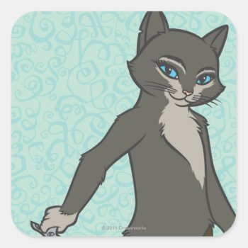 Kitty Softpaws Square Sticker by pussinboots at Zazzle