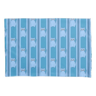 Kitty Striped Pillow Case