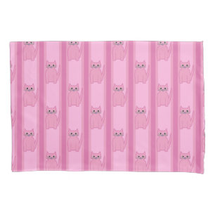 Kitty Striped Pillow Case