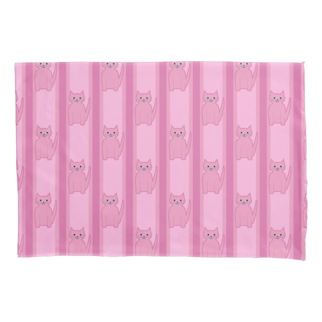 Kitty Striped Pillow Case (Front)