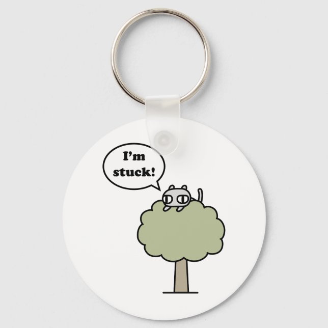 Kitty Stuck In Tree Keychain (Front)