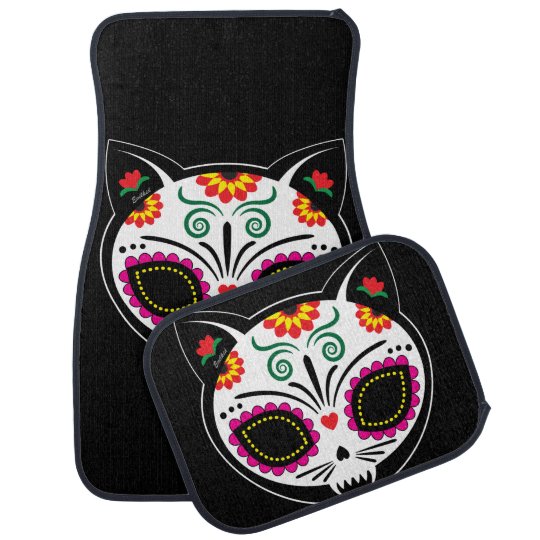 Kitty Sugar Skull Floor Mats Zazzle Com
