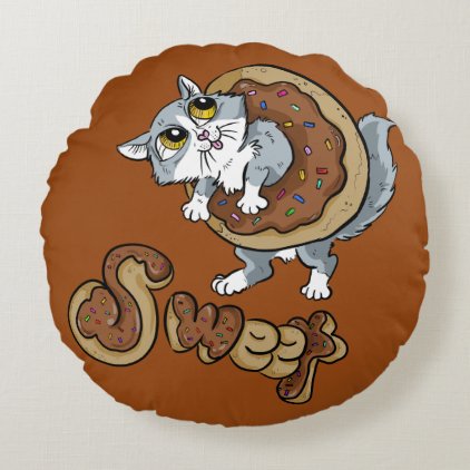 Kitty Sweet Donut Round Pillow