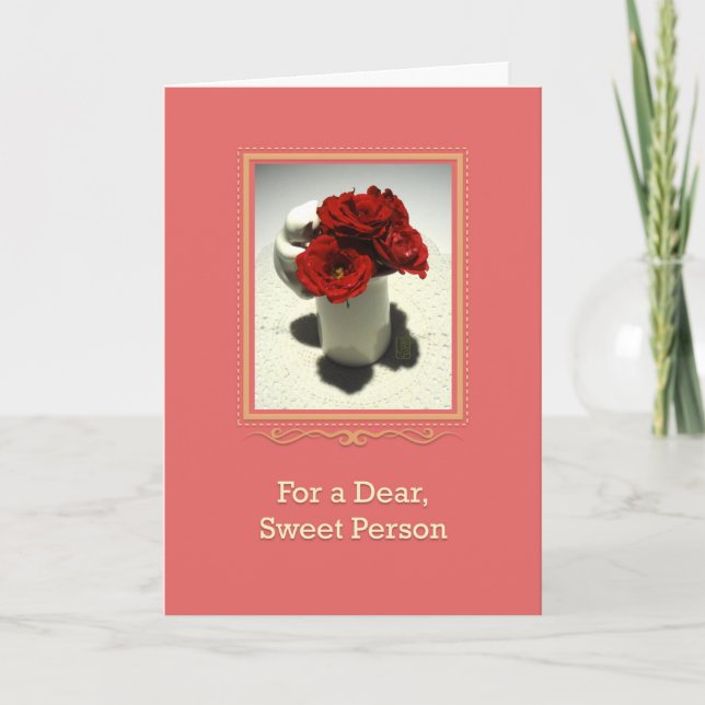 Kitty & Tea Roses Dear Person Card (Front)