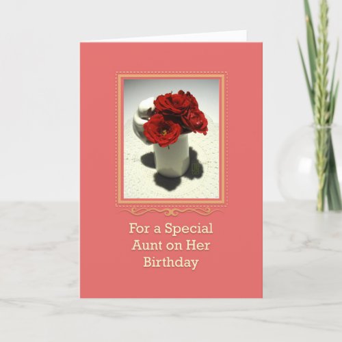 Kitty  Tea Roses Special Aunt Birthday Card