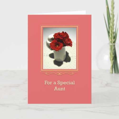Kitty  Tea Roses Special Aunt Card