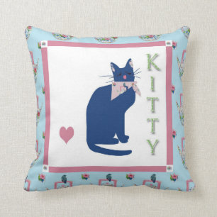 Kitty Tea Throw Pillow