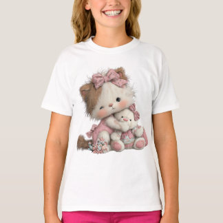 “Kitty & Teddy” Cute Cat T‑Shirt T-Shirt