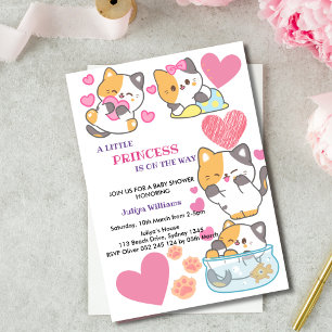 kitty theme girl baby shower invitation
