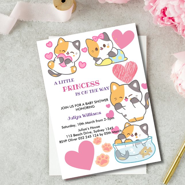 kitty theme girl baby shower invitation (Creator Uploaded)