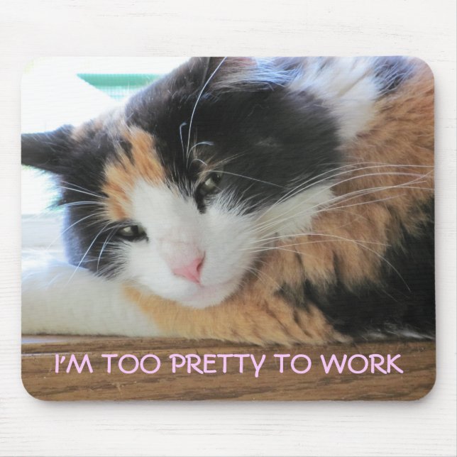 KITTY TOO PRETTY TO WORK MOUSE PAD (Front)