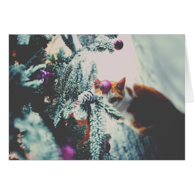 Kitty Under the Christmas Tree Cards (Front Horizontal)