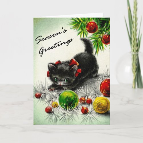 Kitty Under the Tree Holiday Card