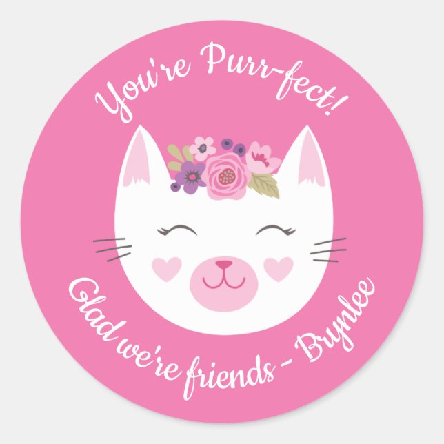 Kitty Valentines Day Sticker (Front)