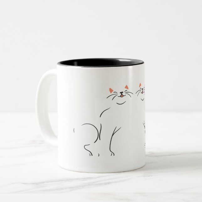 Kitty voices kitty cat joy white black Two-Tone coffee mug (Front Left)