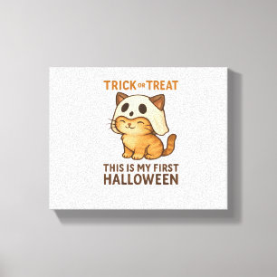kitty wearing a mask ready for his first Halloween Canvas Print