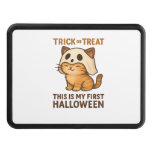 kitty wearing a mask ready for his first Halloween Hitch Cover