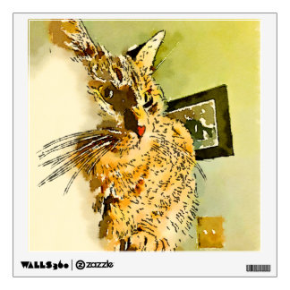 Kitty Whiskers Heart Nose Watercolor Wall Sticker