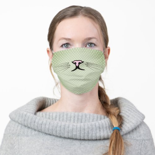 kitty whiskers on polka dots adult cloth face mask
