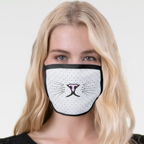 kitty whiskers on polka dots face mask