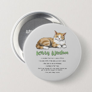 Kitty Wisdom – Funny Cat Rules with a Brown Cat Button