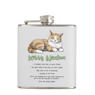 Kitty Wisdom – Funny Cat Rules with a Brown Cat Flask
