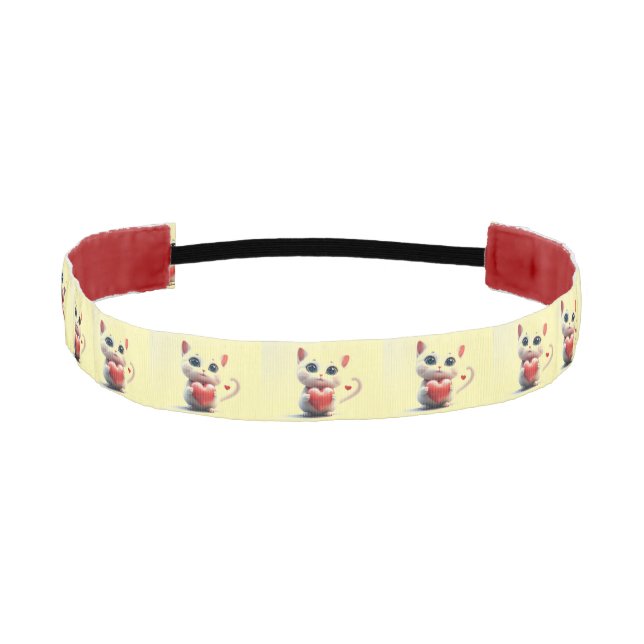 Kitty With Heart Non-Slip Headbands (Front)