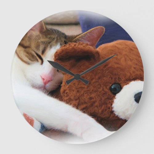 Kitty with Teddy Large Clock