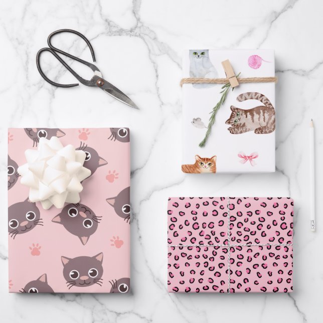 Kitty Wrapping Paper, Cat Gift Wrap (Front)