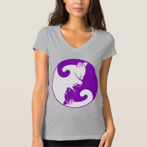 Kitty Yin Yang Purrfect Purple Peace T_Shirt