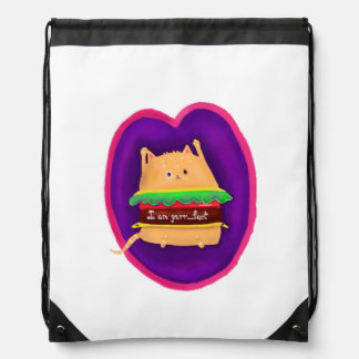 Kittyburger Drawstring Bag