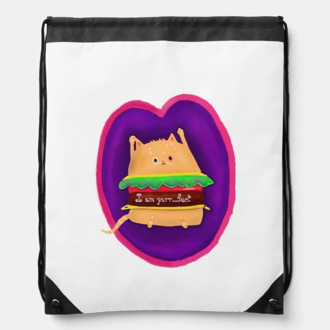 Kittyburger Drawstring Bag (Front)