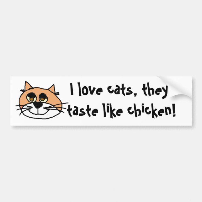 kittykat, I love cats, they taste like chicken! Bumper Sticker (Front)