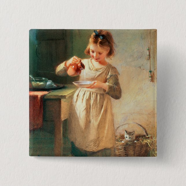 Kitty's Breakfast Pinback Button (Front)