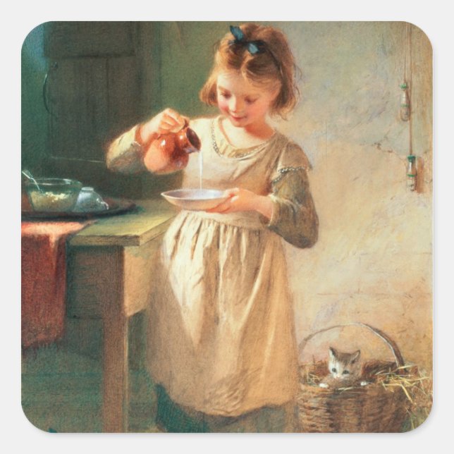 Kitty's Breakfast Square Sticker (Front)