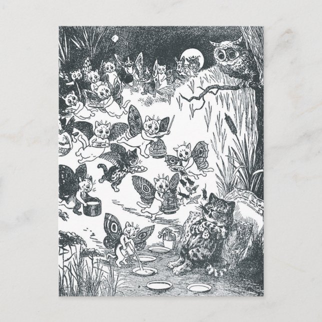 Kitty's Dream of Fairyland, Louis Wain Postcard (Front)